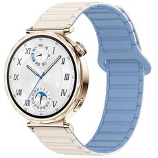 Per Huawei Watch GT 5 41mm Cinturino in silicone con fibbia magnetica bicolore (Bianco nebbia blu)