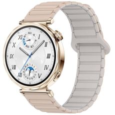 Per Huawei Watch GT 5 41mm Cinturino in silicone con fibbia magnetica bicolore (bianco latte e tè)