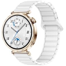 Per Huawei Watch GT 5 41mm Cinturino in silicone con fibbia magnetica bicolore (ceramica bianca)