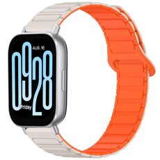 Per Redmi Watch 5 Active cinturino in silicone con fibbia magnetica bicolore (arancione chiaro)