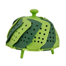 Household Foldable Plastic Lotus Steamer Kitchen Drainage Vegetable Storage Basket(Green)