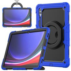 For Samsung Galaxy Tab S10 Ultra D Type Silicone Hybrid PC Tablet Case with Handle Holder(Blue)