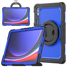 Per Samsung Galaxy Tab S10 Ultra D Type Custodia per tablet in silicone ibrido per PC con supporto per maniglia (PC blu)