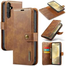 For Samsung Galaxy S24 FE 5G DG.MING Crazy Horse Texture Detachable Magnetic Leather Case(Brown)