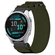 For Garmin Fenix 8 AMOLED 43mm Nylon Hook and Loop Fastener 20mm Quick Release Watch Band(Army Green)