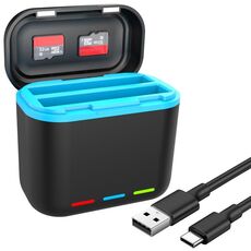 For Insta360 X3 Battery Charger Dual Battery Storage Charging Case(Black)