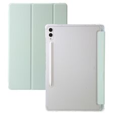 Per Samsung Galaxy Tab S10 Ultra Custodia per tablet in pelle acrilica trasparente a 3 pieghe (verde)