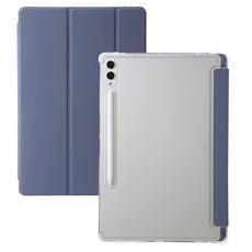 Per Samsung Galaxy Tab S10 Ultra Custodia per tablet in pelle acrilica trasparente a 3 pieghe (lavanda)