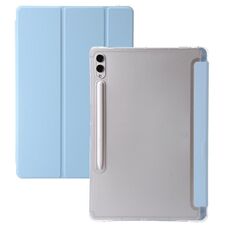 Per Samsung Galaxy Tab S10 Ultra Custodia per tablet in pelle acrilica trasparente a 3 pieghe (blu ghiaccio)