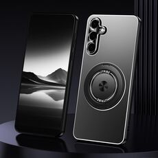 For Samsung Galaxy S24+ 5G Rotating Holder Frosted Metal Phone Case(Black)