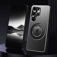 For Samsung Galaxy S24 Ultra 5G Rotating Holder Frosted Metal Phone Case(Black)