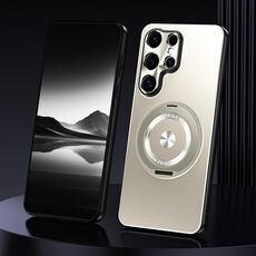 For Samsung Galaxy S24 Ultra 5G Rotating Holder Frosted Metal Phone Case(Titanium)