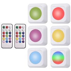 Remote Control Night Light LED Bedside Cabinet RGB Colorful Pat Light(2 Remote Controls + 6 Lights)