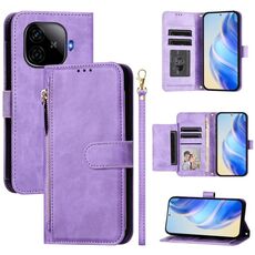 Per vivo iQOO Z9 / Z9 Turbo Multi-Card Slots Zipper Wallet Custodia in pelle per telefono (viola)