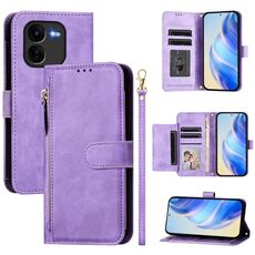 Per vivo iQOO Z9x Multi-Card Slots Zipper Wallet Custodia in pelle per telefono (viola)