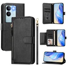 Per vivo V29 5G / V29 Pro Global Multi-Card Slots Zipper Wallet Custodia per telefono in pelle (nero)