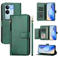 Per vivo V29 5G / V29 Pro Global Multi-Card Slots Zipper Wallet Custodia per telefono in pelle (verde)