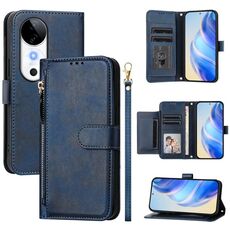 Per vivo S19 Multi-Card Slots Zipper Wallet Custodia in pelle per telefono (blu)