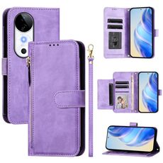 Per vivo S19 Multi-Card Slots Zipper Wallet Custodia in pelle per telefono (viola)
