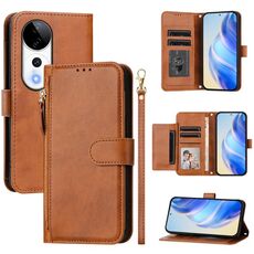Per vivo S19 Pro Multi-Card Slots Zipper Wallet Custodia in pelle per telefono (marrone)