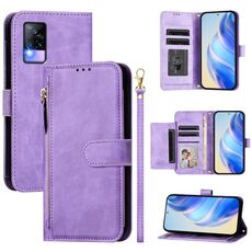 Per vivo V20 / Y73 2021 Custodia per telefono in pelle con cerniera e slot multi-scheda (viola)