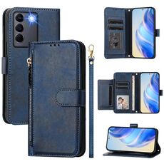 Per vivo V27 5G / V27 Pro 5G Global Multi-Card Slots Zipper Wallet Custodia per telefono in pelle (blu)