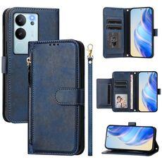 Per vivo V29e 5G / Y200 5G Custodia per telefono in pelle con cerniera e slot multi-scheda globali (blu)