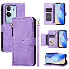 Per vivo V29e 5G / Y200 5G Global Multi-Card Slots Zipper Wallet Custodia in pelle per telefono (viola)
