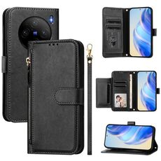Per vivo X100s 5G Multi-Card Slots Zipper Wallet Custodia in pelle per telefono (nero)