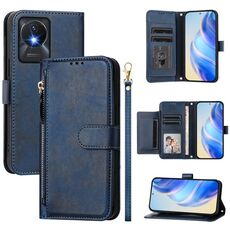 Per vivo Y02a 4G / Y02 4G / Y11 2023 / Y02T Custodia per telefono in pelle con cerniera e slot multi-scheda (blu)