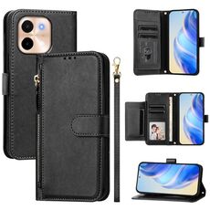 Per vivo Y28 4G Multi-Card Slots Zipper Wallet Custodia in pelle per telefono (nero)