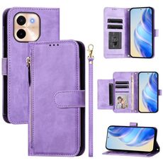 Per vivo Y28 4G Multi-Card Slots Zipper Wallet Custodia in pelle per telefono (viola)