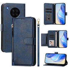 Per Honor 50 Lite Multi-Card Slots Zipper Wallet Custodia in pelle per telefono (blu)
