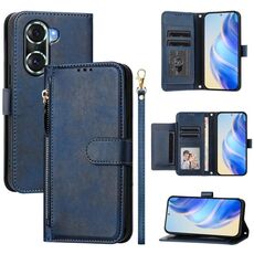 Per Honor 60 Pro Multi-Card Slots Zipper Wallet Custodia in pelle per telefono (blu)