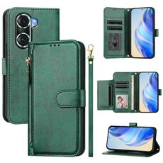 Per Honor 60 Pro Multi-Card Slots Zipper Wallet Custodia in pelle per telefono (verde)