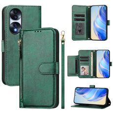 Per Honor 70 Multi-Card Slots Zipper Wallet Custodia in pelle per telefono (verde)