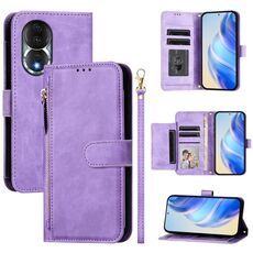 Per Honor 80 Multi-Card Slots Zipper Wallet Custodia in pelle per telefono (viola)