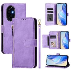 Per Honor 200 Multi-Card Slots Zipper Wallet Custodia in pelle per telefono (viola)