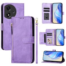 Custodia per telefono in pelle con cerniera e portafogli multi-scheda per Honor Play 50 (viola)