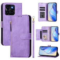 Per Honor X6a 4G Multi-Card Slots Zipper Wallet Custodia in pelle per telefono (viola)