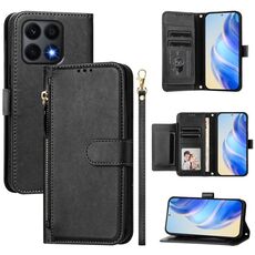 Per Honor X8a Global Multi-Card Slots Zipper Wallet Custodia in pelle per telefono (nero)