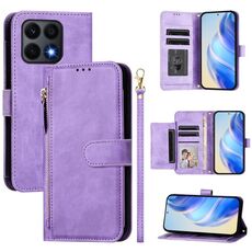 Per Honor X8a Global Multi-Card Slots Zipper Wallet Custodia in pelle per telefono (viola)