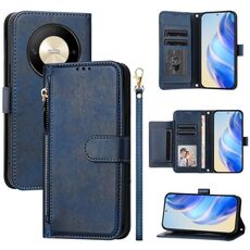 Per Honor X9b / Magic6 Lite 5G Global Multi-Card Slots Zipper Wallet Custodia per telefono in pelle (blu)