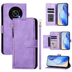 Per Honor X30 5G / X9 4G / X9 5G Custodia per telefono in pelle con cerniera e slot multi-scheda (viola)