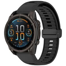 Per Garmin Fenix ​​8 AMOLED 51mm cinturino magnetico in silicone bicolore (nero)