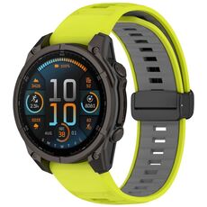 Per Garmin Fenix ​​8 AMOLED 51mm Cinturino magnetico in silicone bicolore (lime+grigio)