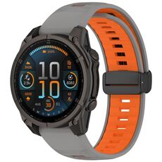 Per Garmin Fenix ​​8 AMOLED 51mm cinturino magnetico in silicone bicolore (grigio+arancione)