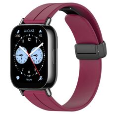 Per Redmi Watch 5 Lite cinturino in silicone con fibbia magnetica pieghevole (rosso vino)