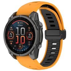 Per Garmin Fenix ​​8 AMOLED 43mm cinturino magnetico in silicone bicolore (arancione+nero)