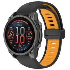 Per Garmin Fenix ​​8 AMOLED 43mm cinturino magnetico in silicone bicolore (nero+arancione)